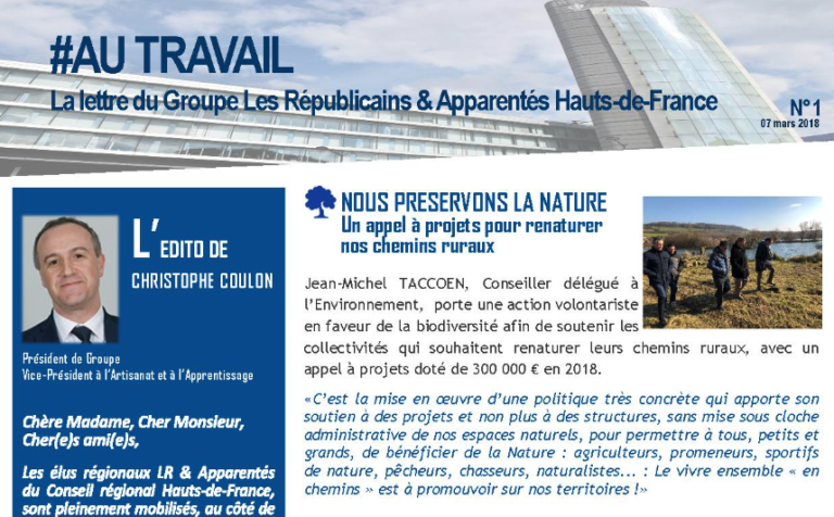 Lettre du Groupe Les Républicains & Apparentés Hauts-de-France n°1