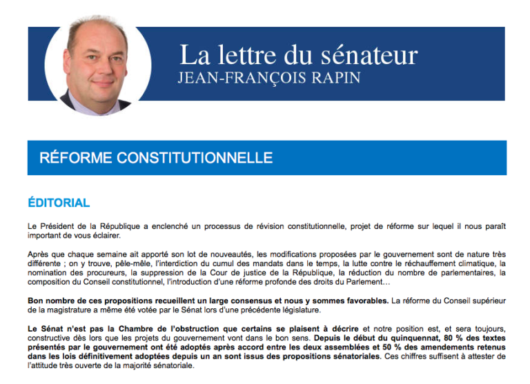 Lettre d’information « Réforme constitutionnelle »
