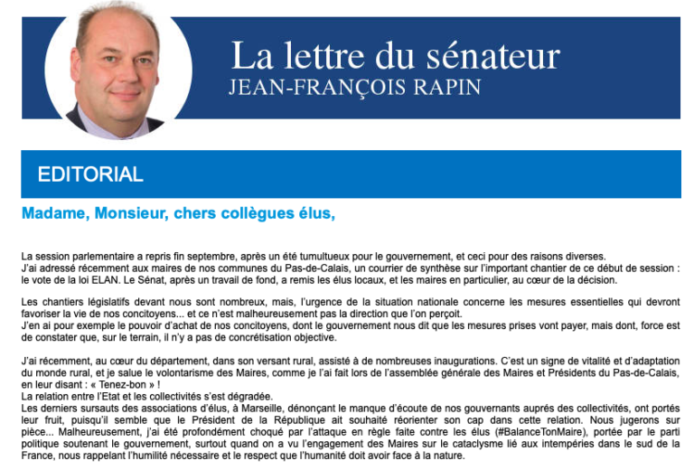 Lettre d’octobre 2018