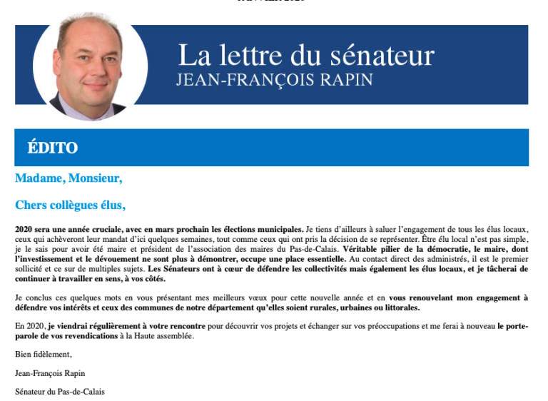 Lettre de janvier 2020
