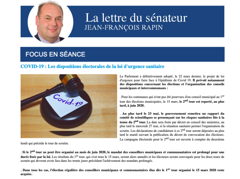 Lettre d’avril 2020
