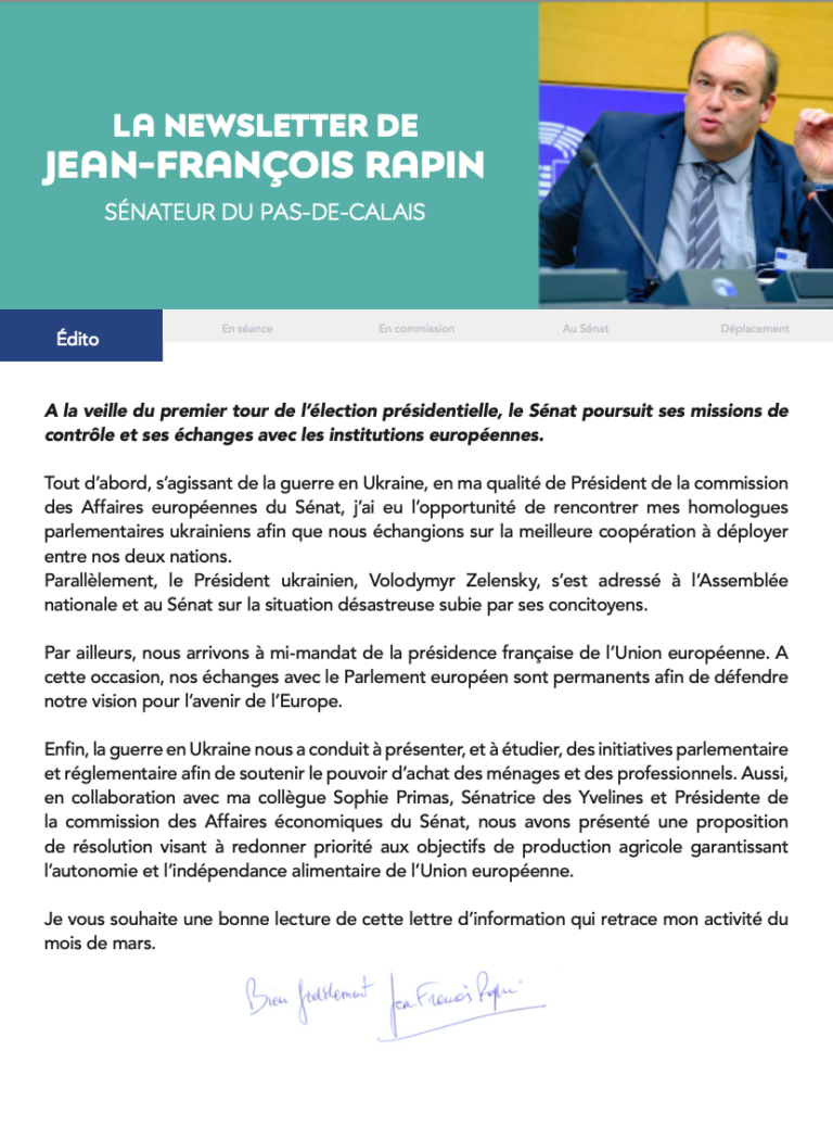 Lettre d’information mars 2022
