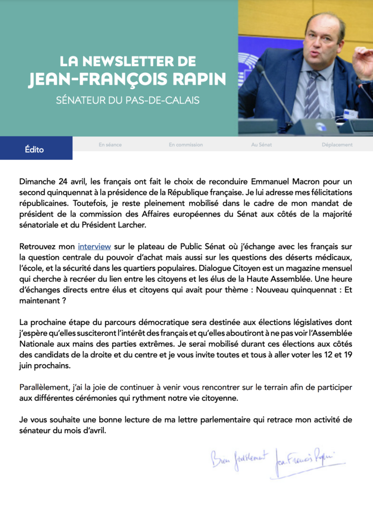 Lettre d’information avril 2022