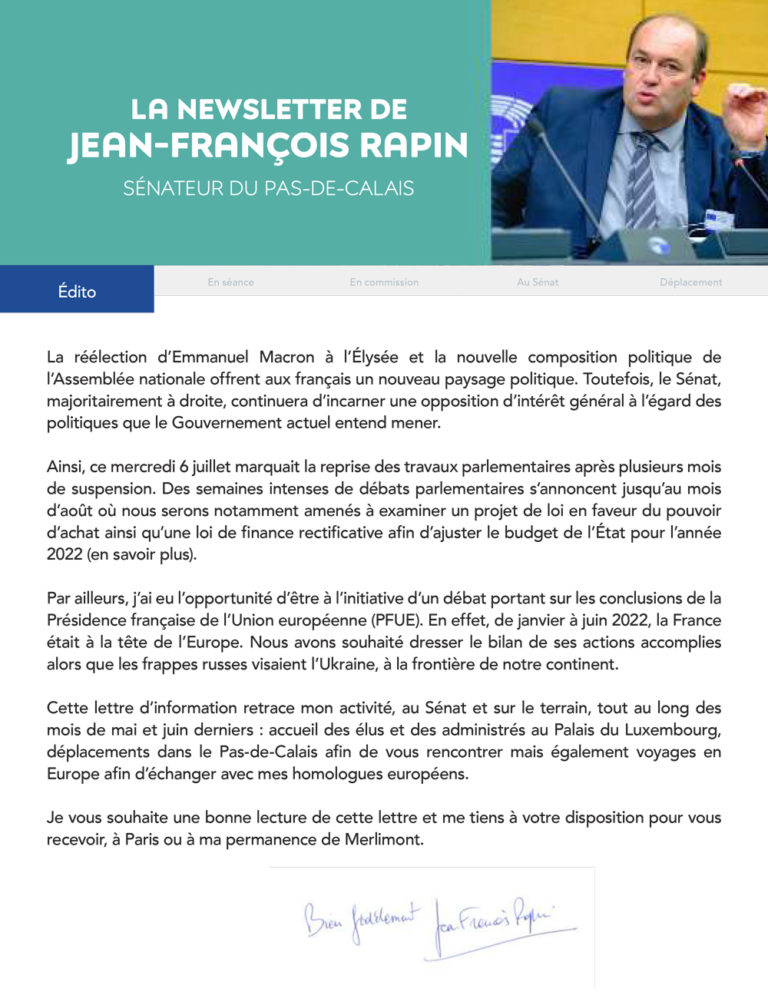 Lettre d’information mai – juin 2022