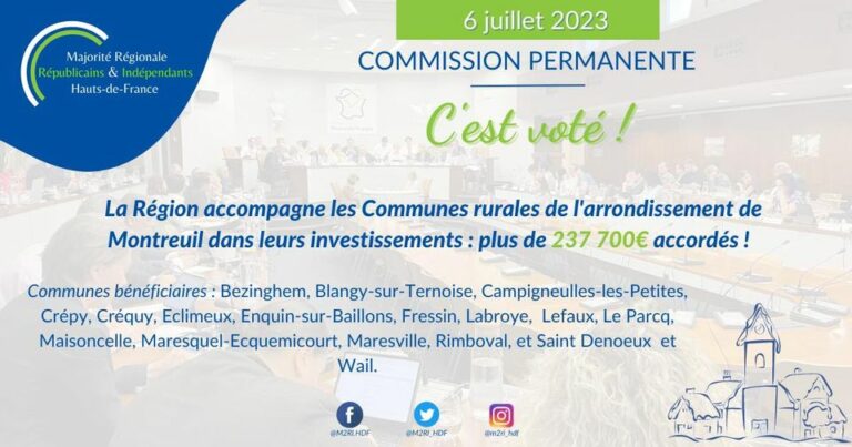 Partenaire majeur des territoires, la Région Hauts-de-France se mobilise au plus…